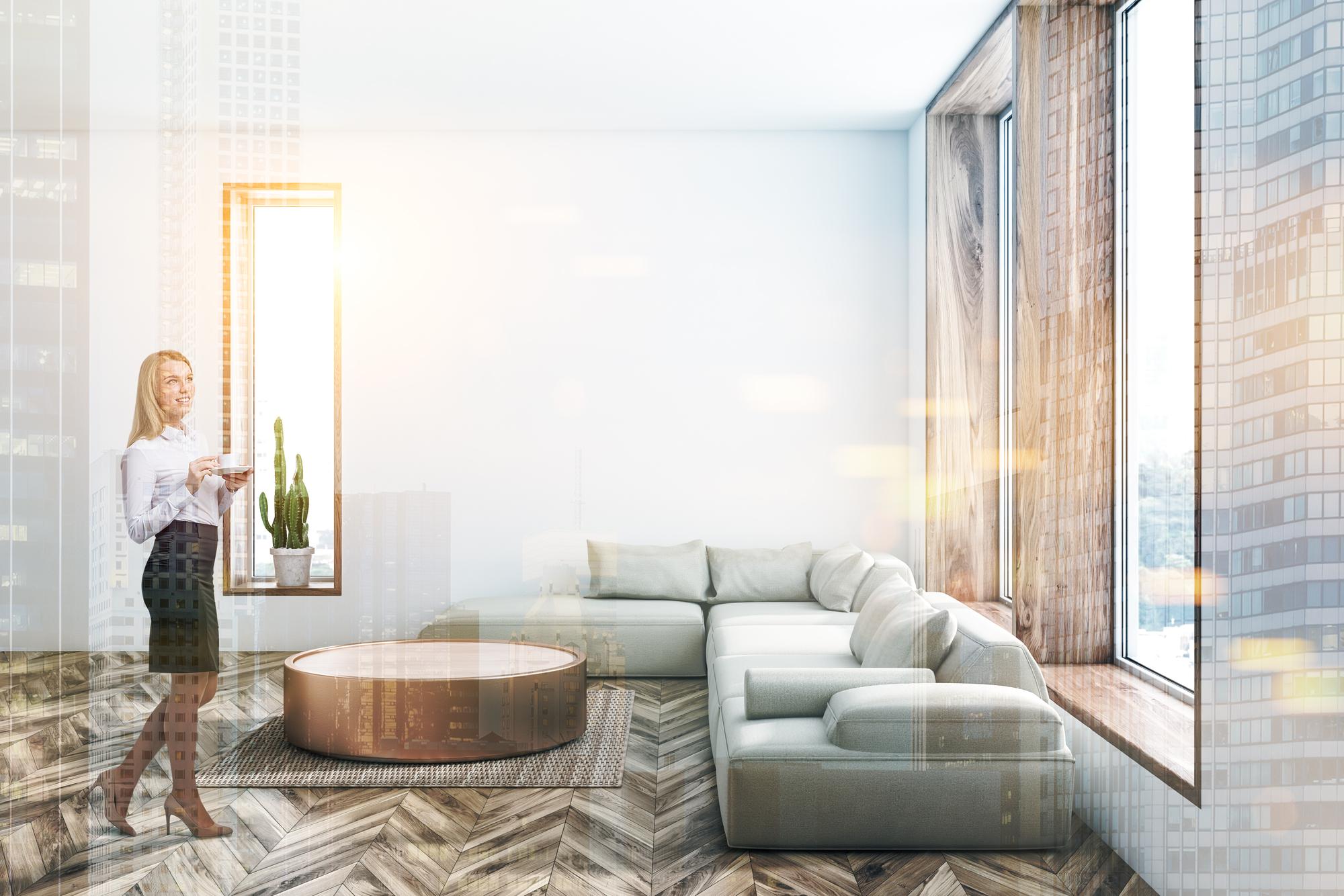 Living modern cu lumină naturală si balcon