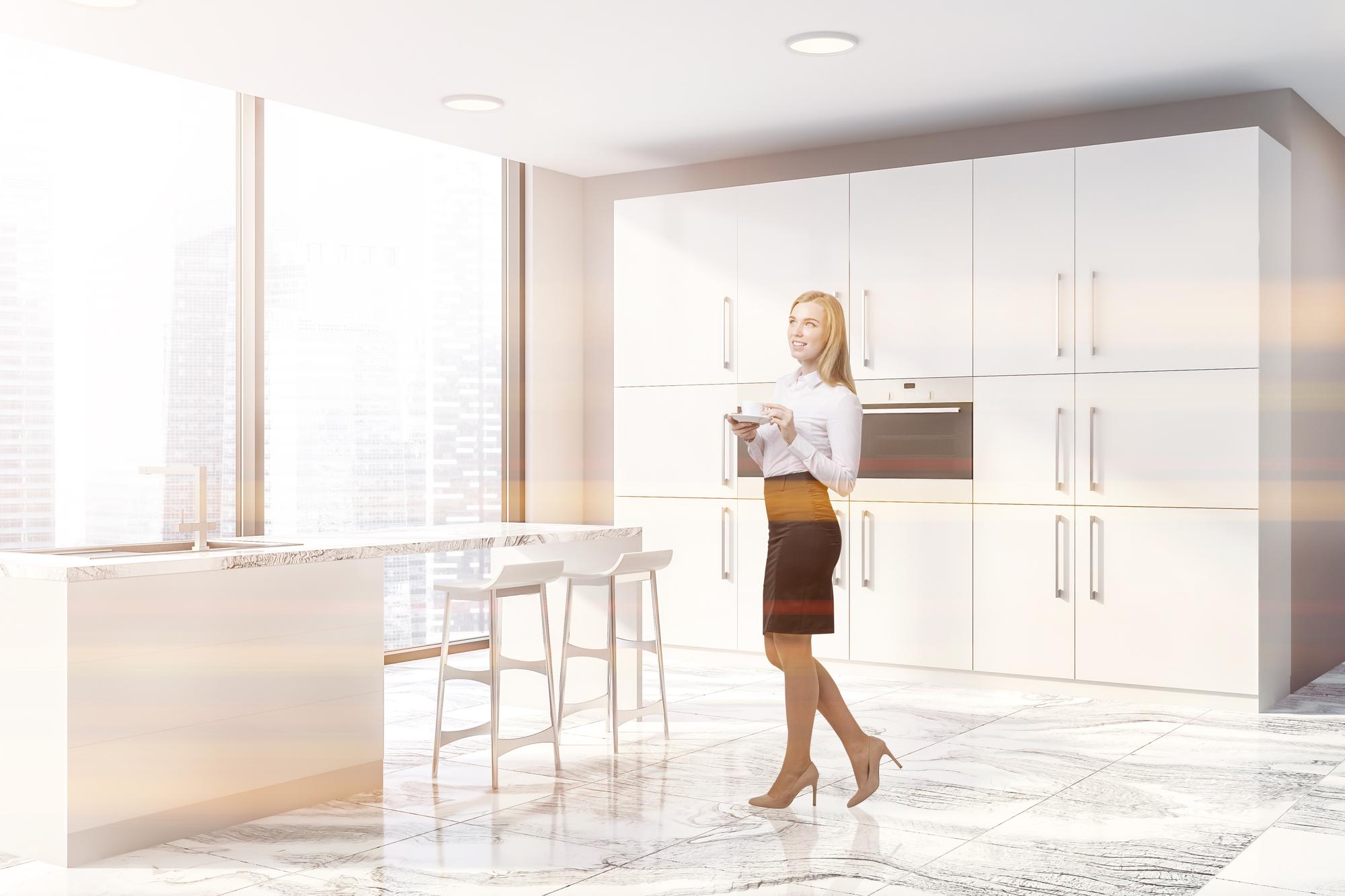 Bucatarie open-space cu finisaje premium